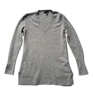 J. Crew‎ Merino Wool Alpaca Blend Sweater Pockets Gray XS Tunic Preppy Cozy Warm